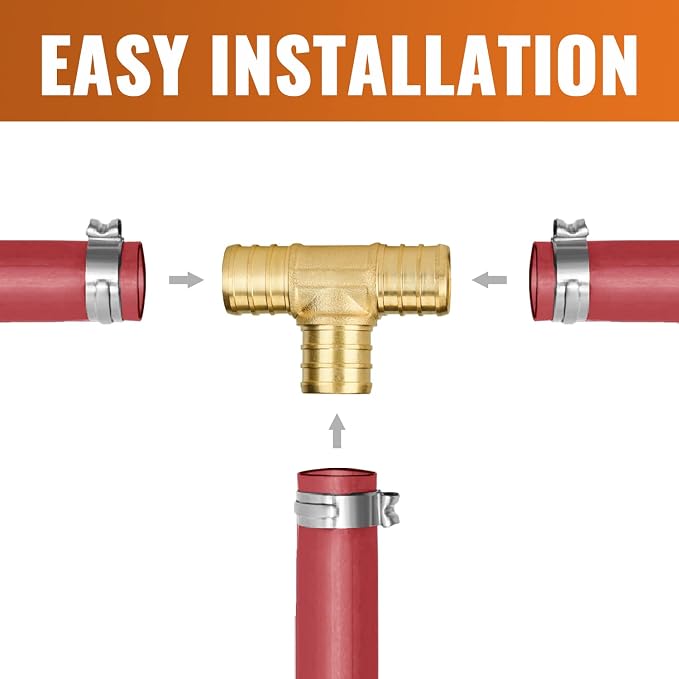50-Pack 3/4 Inch PEX Tee Fittings | Brass - Image 4