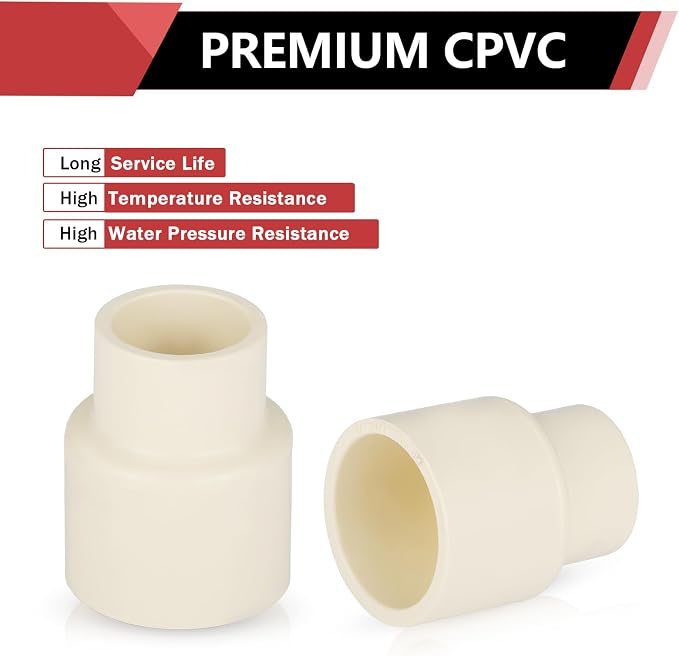 50 Pack EFIELD CPVC Coupling Adapter Fittings, 3/4" Slip x 1/2" Slip | Socket - Image 5