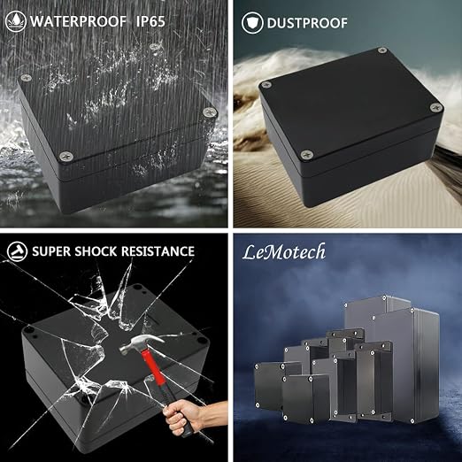 ABS Plastic Electrical Project Case Power Junction Box, Project Box Black 4.5" - Image 7