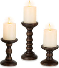 Romadedi Wood Candle Holders for Pillar, Dark Brown, Farmhouse Candle Stand by ROMADEDI