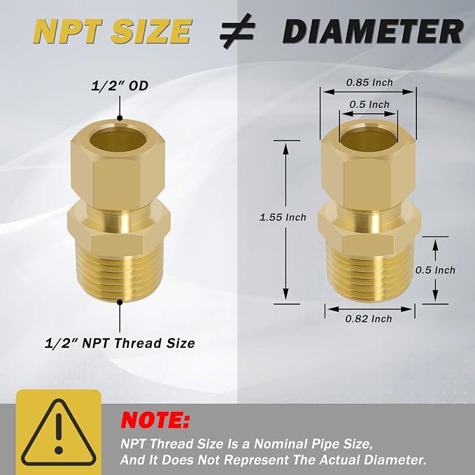 53 Pcs Brass Compression Fittings Assortment Kit, 1/8" 3/16" 1/4" 3/8" 1/2" OD - Image 4