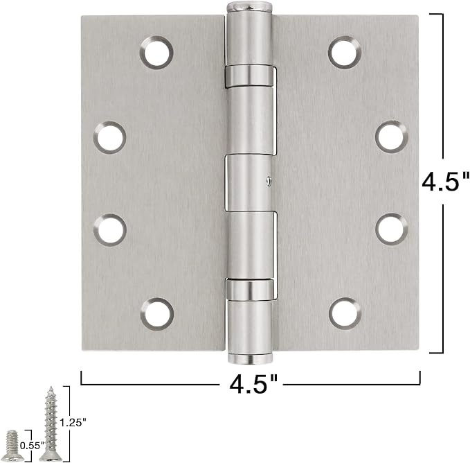 TDCHINGES Heavy Duty Door Hinges Brushed Nickel 4.5 Inch x 4 1/2" Square | 3 - Image 2