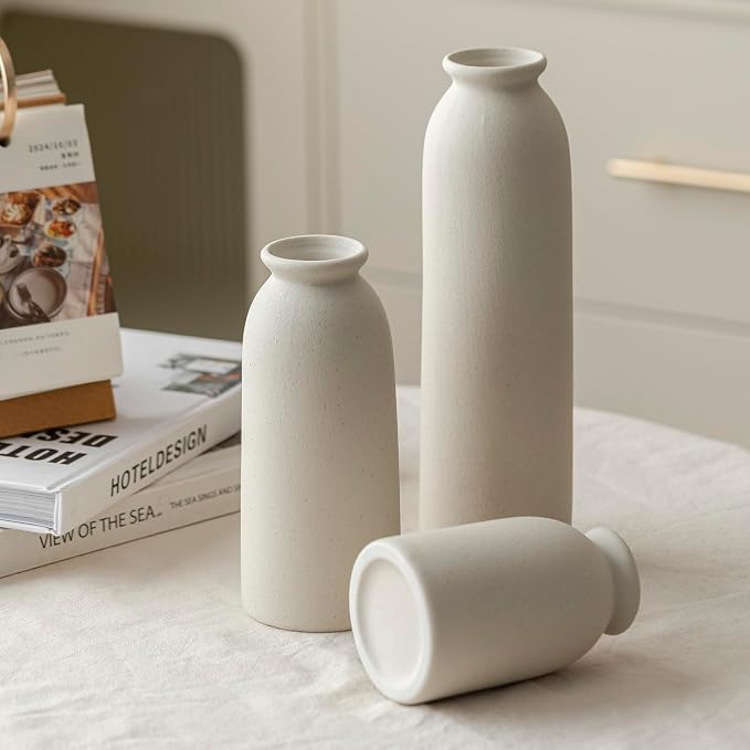 Ceramic Vase Set-3, 10.3 Inch Tall Flower Vases - Image 5