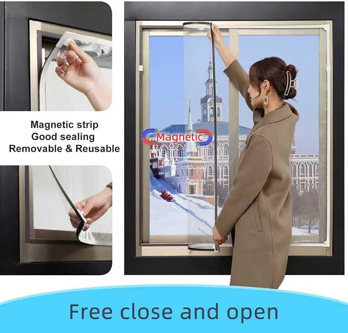 DIY Magnetic Window Insulation Kit 59"x61" Indoor Clear Film - Image 4