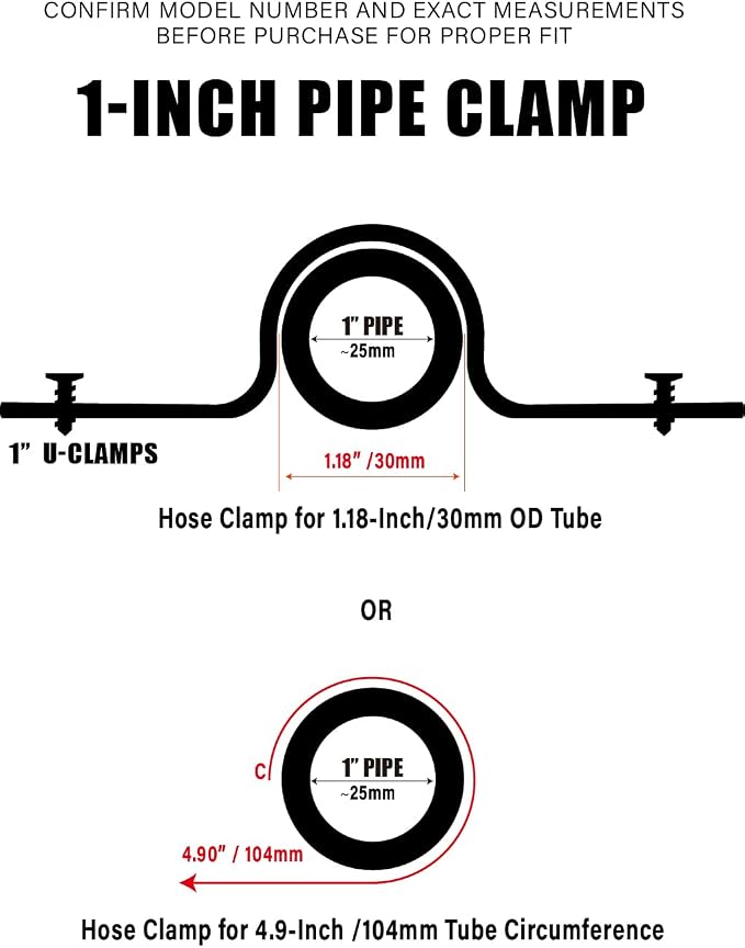 Black U-Clamps 1 INCH Metal Pipe Clamps 2-Hole U-Brackets Suitable - Image 5