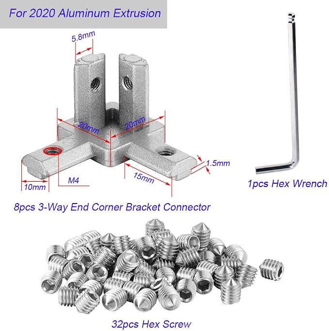 8Sets 3-Way End Corner Bracket Solid Connectors - Image 2
