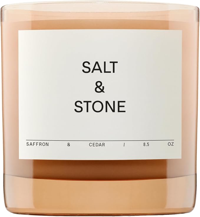 Salt & Stone Coconut & Soy Blend Scented Candle, Saffron & Cedar 8.5 oz | by SaltStone