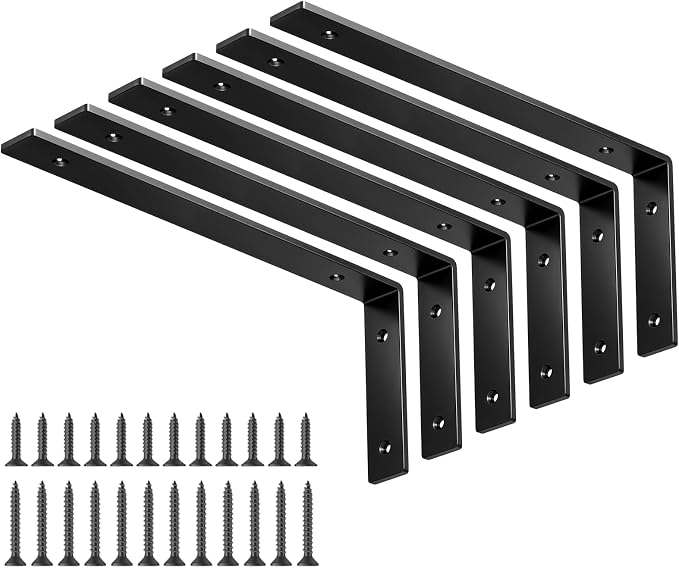 LSK 6PCS Shelf Bracket, L 12"×H 5", 5mm Thick Heavy Duty L Bracket, Max Load: - Image 9