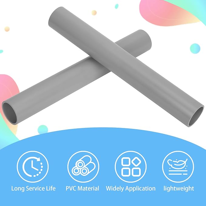 2Pcs 2 Inch Grey Electrical Conduit PVC Pipe 17" Long Sch40 PVC Rigid Tube - Image 4