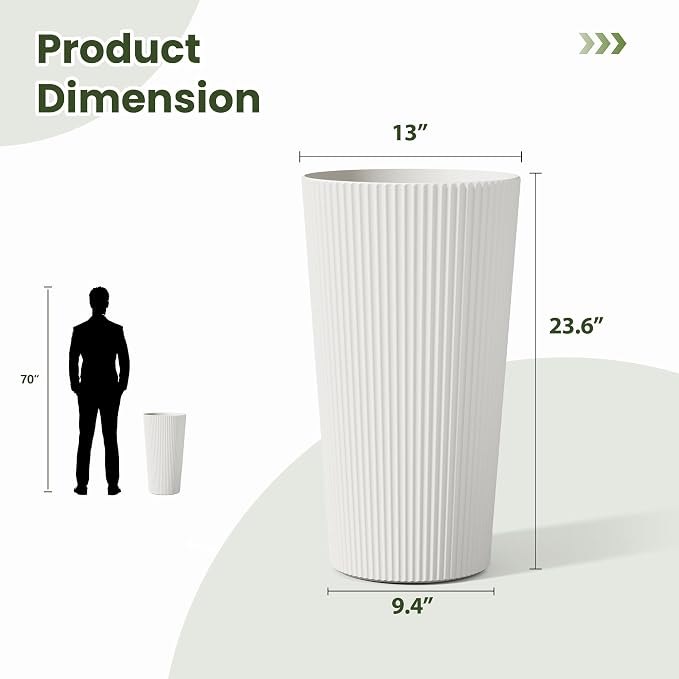 24" Tall Planters for Outdoor Plants Set of 2 - Image 2