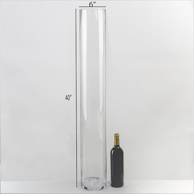 CYS EXCEL Cylinder Clear Glass Vase | Multiple Size Choices Glass Flower Vase - Image 3