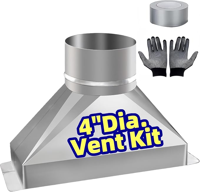 4" Dia x 3-1/4" x 10" L microwave vent kit, Rectangular to Round Duct by SunDiss