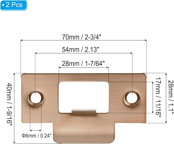 PATIKIL 2-3/4" Door Lock Strike Plate, Door Backplate - Image 2