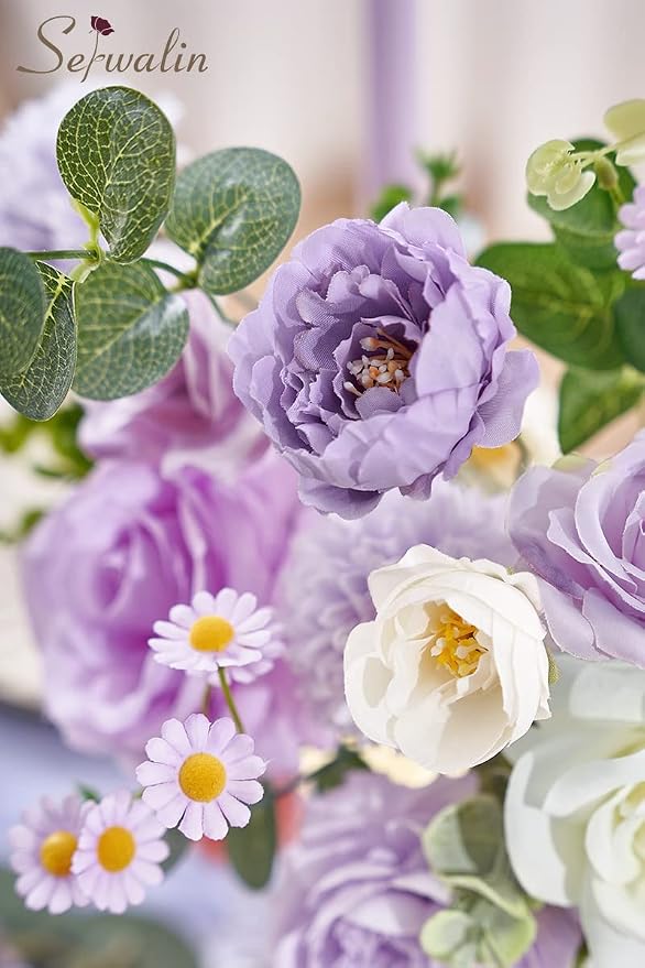 Serwalin Artificial Purple Flowers Silk Flowers - Image 5