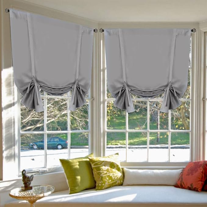 H.VERSAILTEX Blackout Tie Up Curtain Thermal Insulated Curtains Bathroom by HVERSAILTEX