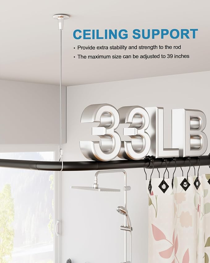 Supforce Ceiling Support for Closet Rod, Stainless Steel Wire Loop | 50 lb Load - Image 3