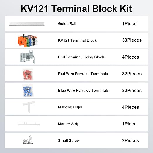 KV121 Terminal Block Kit, 24-12 AWG Compact Lever Wire Connectors | 600V 32A - Image 3