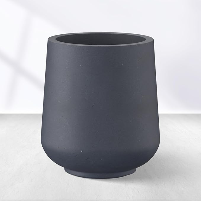Kante Charcoal Concrete Planter 16.5" Dia All-Weather Round Large Pot | by Unknown