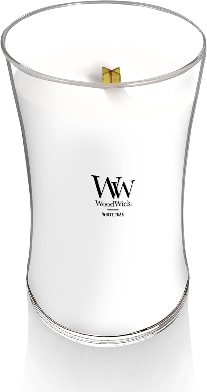 WoodWick Large Hourglass Candle in White Teak Premium Soy Blend Wax - Image 3