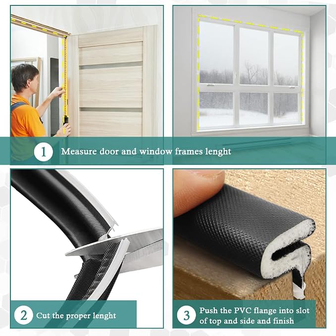 LSGCQ Kerf Weather Stripping for Door Seal Strip, 40 Ft, Front Door Seal Strip - Image 7