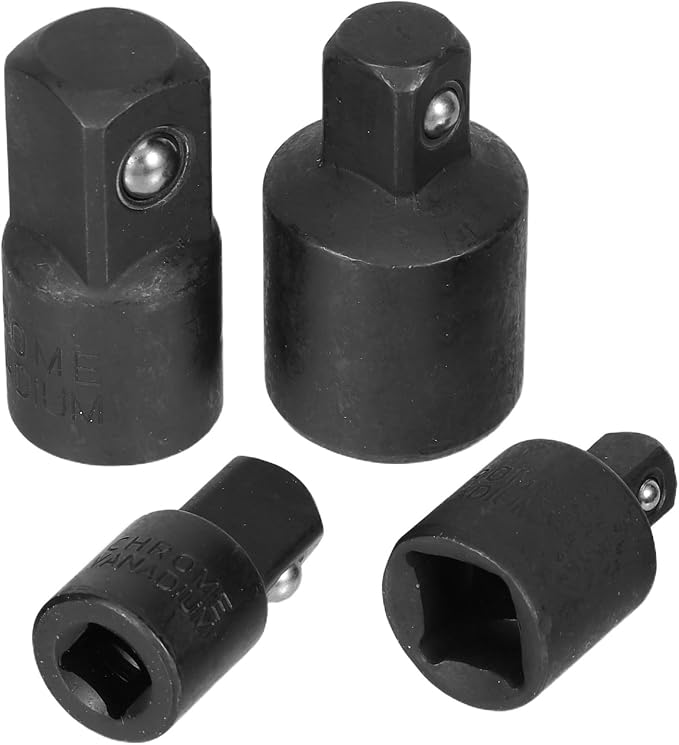 Impact Socket Adapter and Reducer Set Inch 3/8 1/4 4pcs 1/2 Black | High Carbon by COHEALI