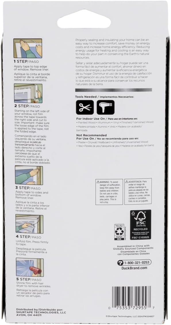 Duck MAX Strength Window Insulation Kit, Winter Window Seal Kit Fits Patio - Image 2