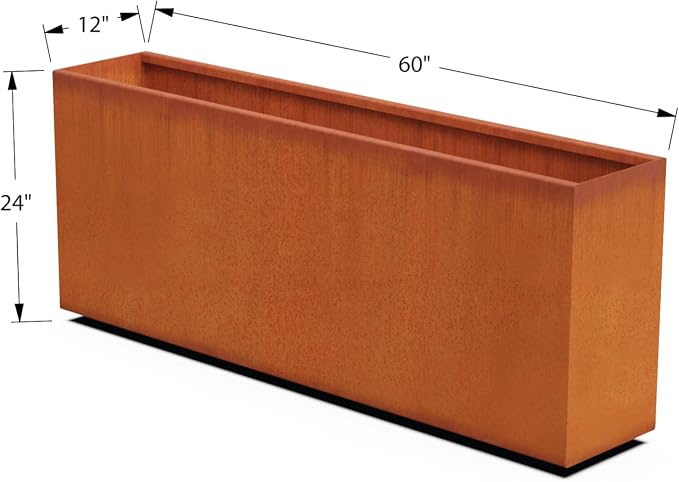 Large Rectangular Planters for Outdoor Plants 60x12x24 Inch Corten Steel Planter - Image 5