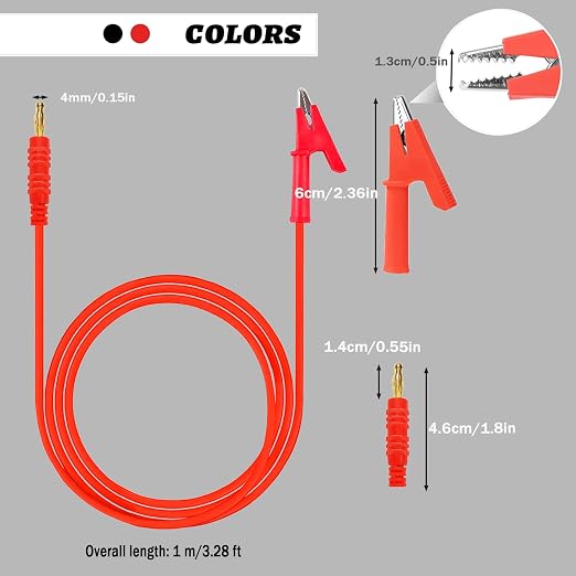 Banana Plug to Crocodile Clip Test Leads Wire 4mm Banana Plug Test Leads | - Image 5