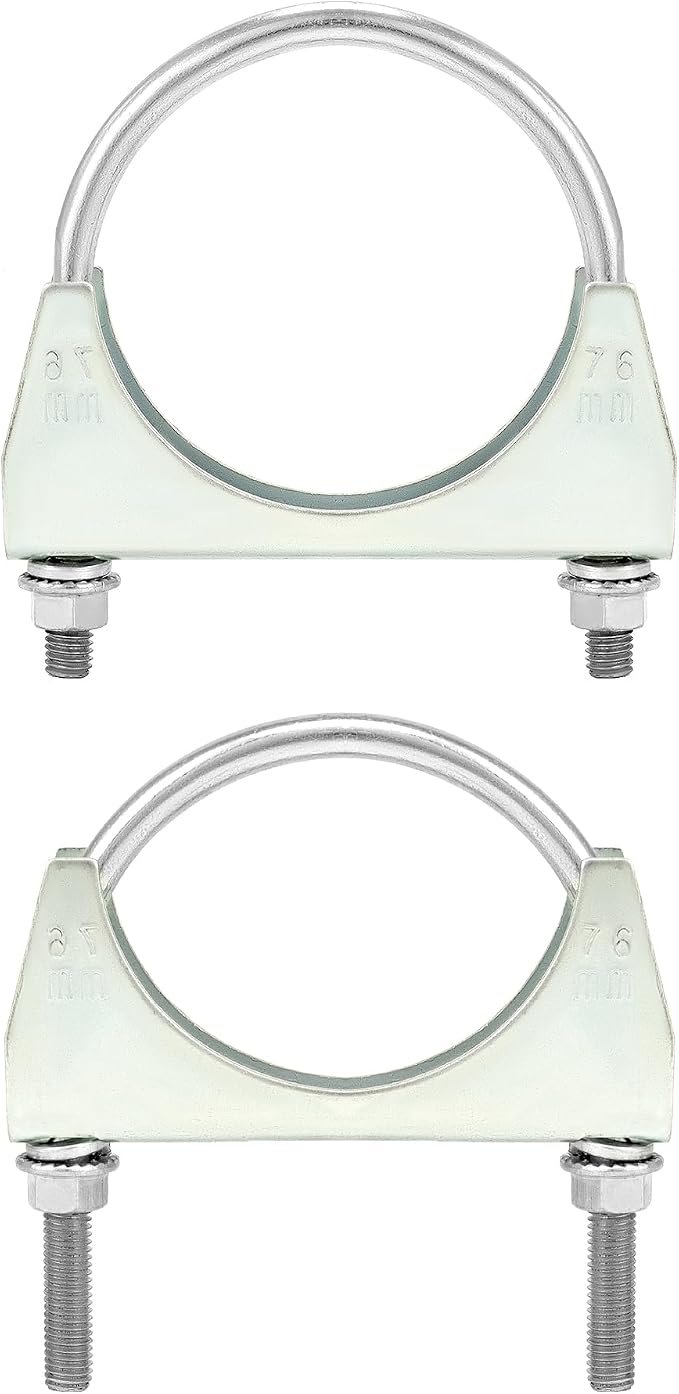 QWORK U-Bolt Muffler Tip Exhaust Hook, 2 Pack 3" OD Universal Silencer Exhaust - Image 2