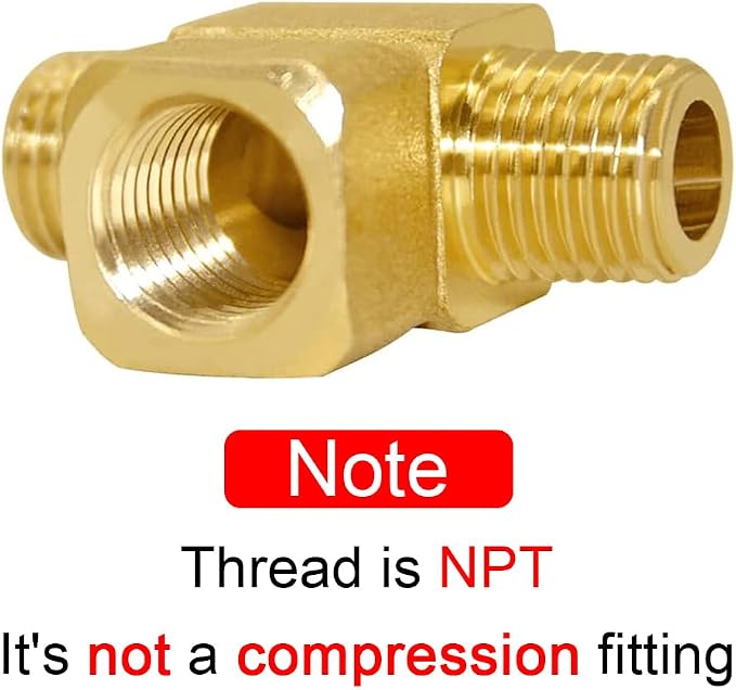 Joywayus Brass Pipe Fitting Barstock Street Tee T 3 way NPT 1/4" Male × 1/4" - Image 3