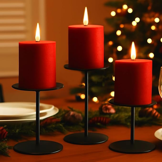 smtyle Black Pillar Candle Holders, Reversible Set of 3 | Flip the concave - Image 6