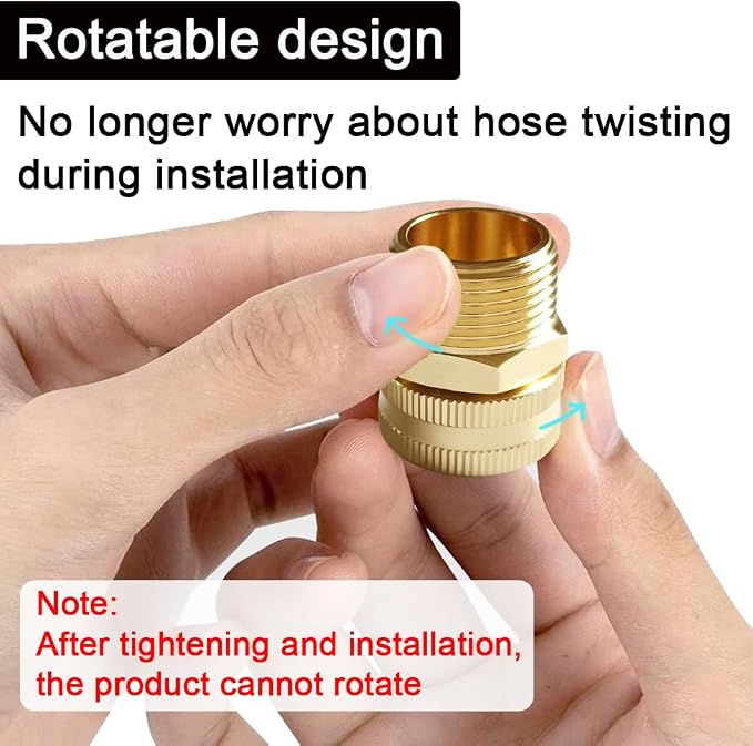 Joywayus 2PCS Brass Swivel Pipe Fitting 3/4" GHT Female x 3/4" NPT Male | - Image 3