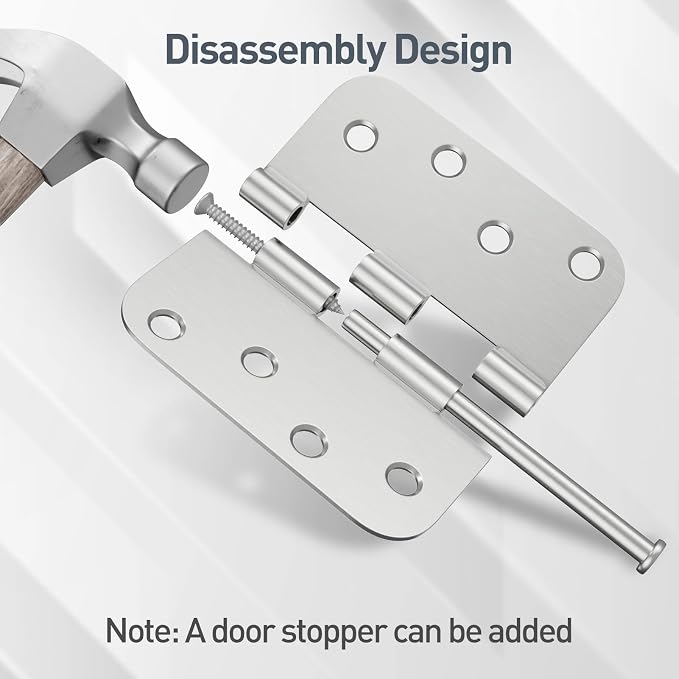 HOSOM 18 Pack Brushed Nickel Door Hinges 4 x 4 inch Heavy Duty Hinges - Image 5