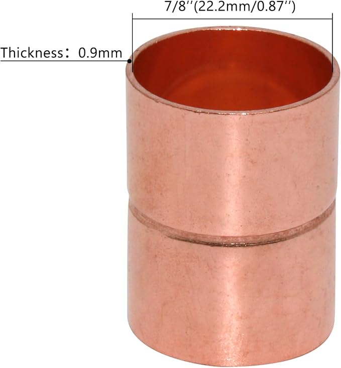 Straight Copper Fittings, 7/8 Inch ID Copper Pipe Welding Joint - Image 2