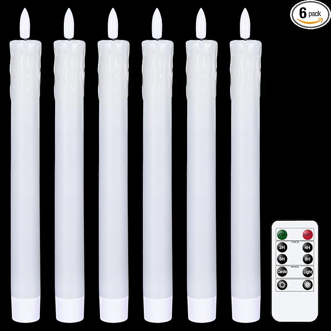 GenSwin Drip Wax Flameless Taper Candles Battery Operated by GenSwin