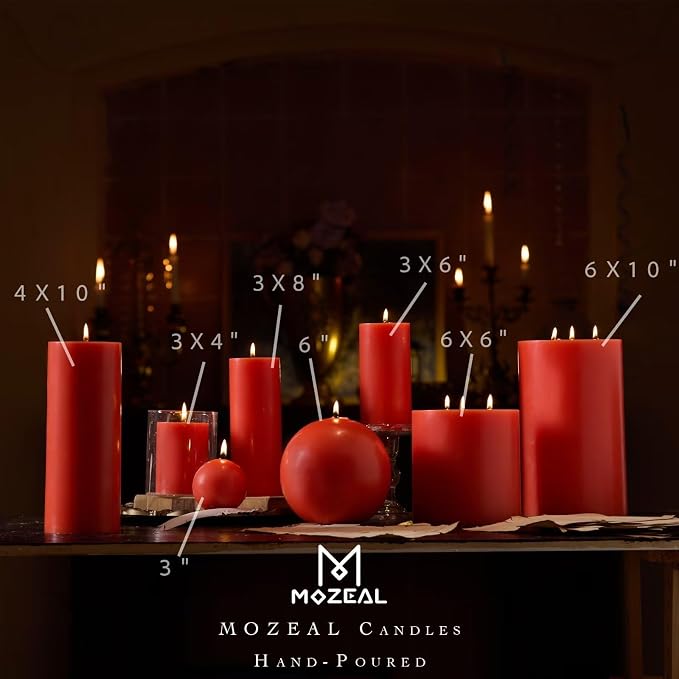 MOZEAL 3" x 4" Hand-Poured Unscented Candle, Dripless Pillar Candle Set of 3 - Image 4