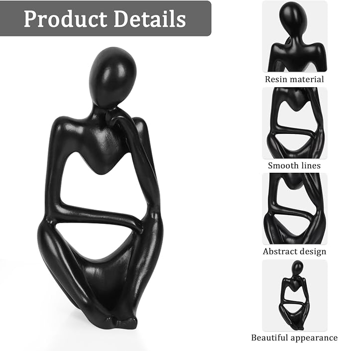 Sandstone Resin Thinker Statue Style Abstract Sculpture, Right | Small Statue - Image 4