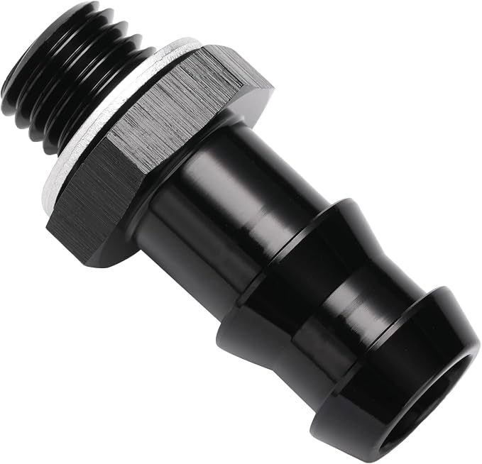 M12x1.5 Male Metric to 1/2 Barb Fuel Pump Outlet Adapter Fitting Aluminum Black - Image 3