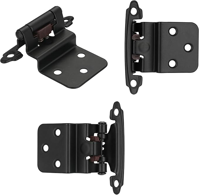 Matte Black Cabinet Hinges, 3/8” Inset, 10 Pack | - Image 6