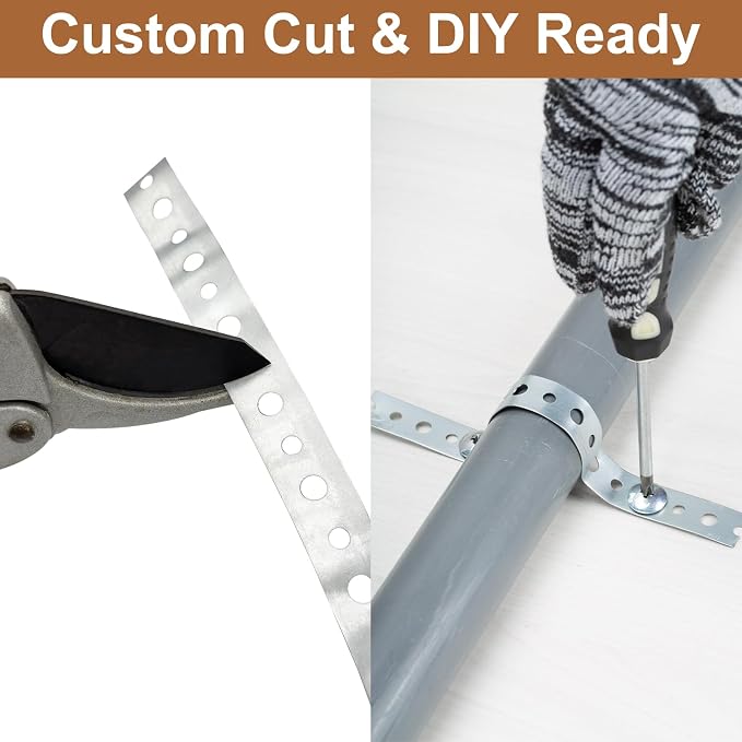 2Pack Galvanized Pipe Hanger Strap Metal Pipe Strap 3/4-Inch x 100-Feet 24-Gauge - Image 6