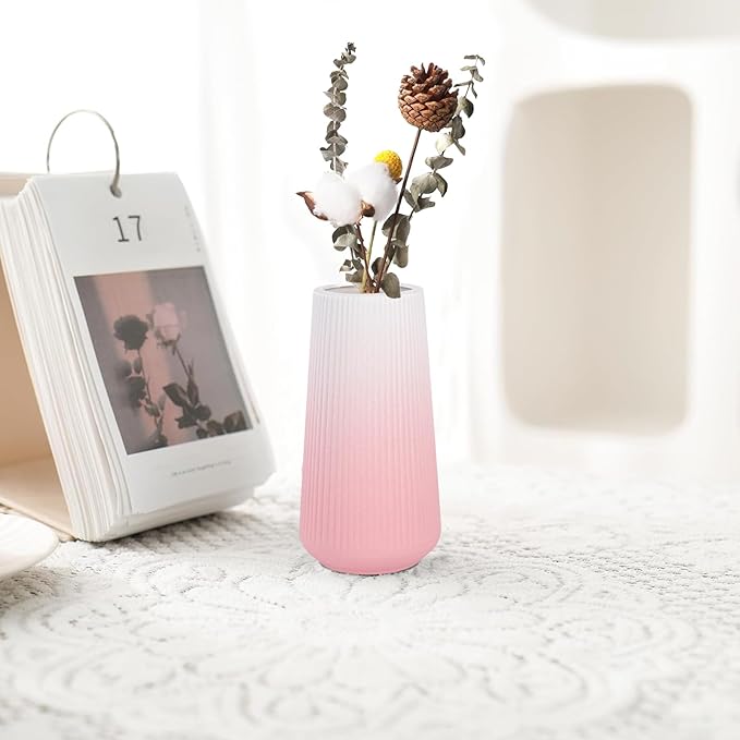 Gradient Pink Ceramic Vase, GUKJOB Small Cute Flower Vase - Image 2