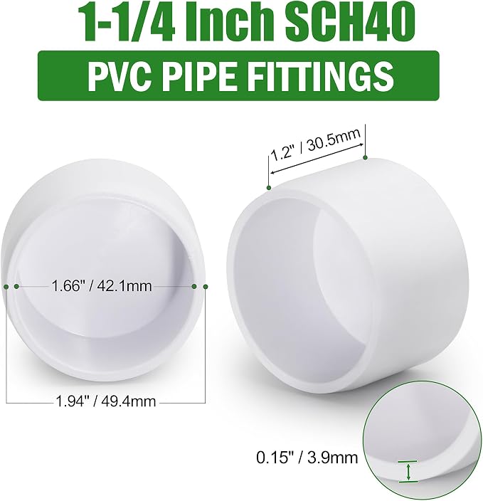 SCH40 PVC Cap 1-1/4 Inch - Image 3