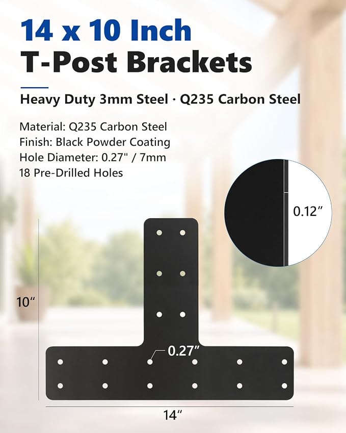 4 Pcs T Post Timber Brackets, 6x6 Lumber, T Brackets - Image 2