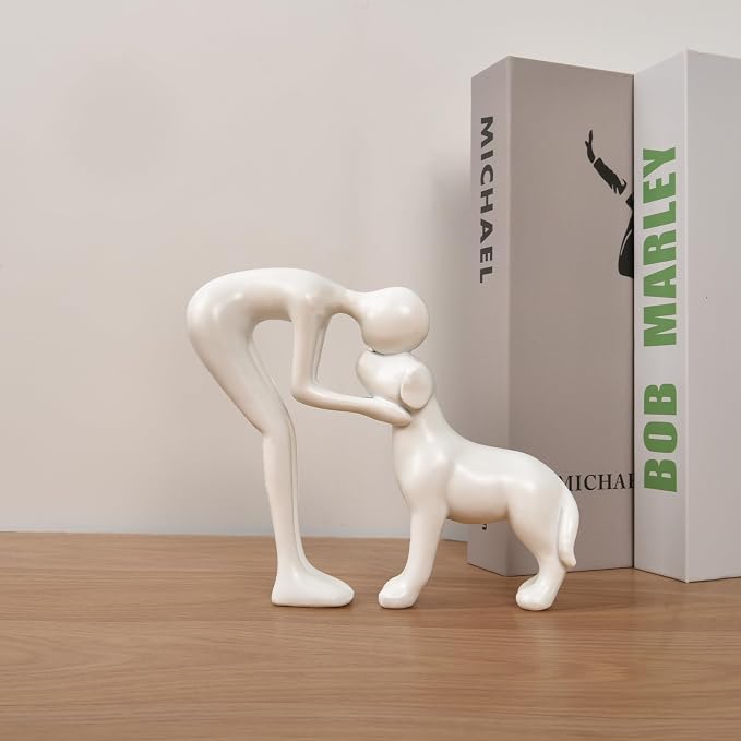 Abstract Person and Dog Sculpture Head-to-Head Figurine White | abstract - Image 6