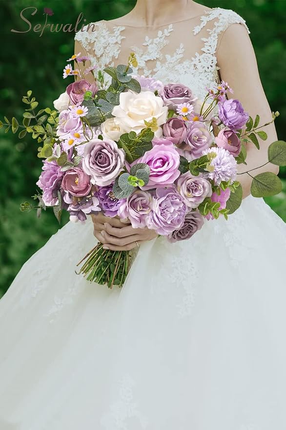 Serwalin Artificial Purple Flowers Silk Flowers - Image 8