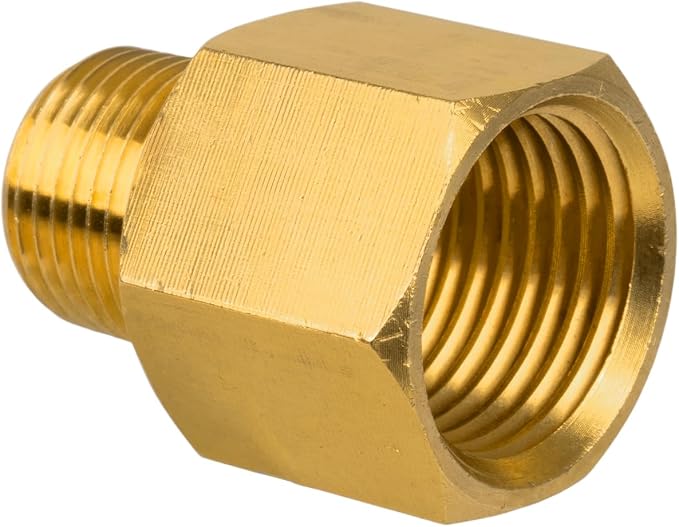 Brass Pipe Fitting, 3/8" NPT Male × 1/2" NPT Female Reducer Adapter, Heavy Duty by KAINGA