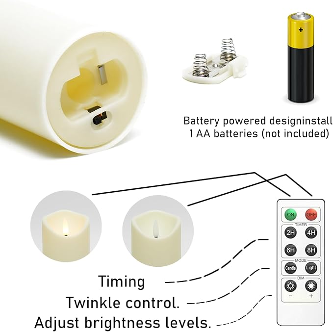 kakoya Flickering Flameless Candles, Battery Operated Acrylic LED Pillar Candles - Image 6