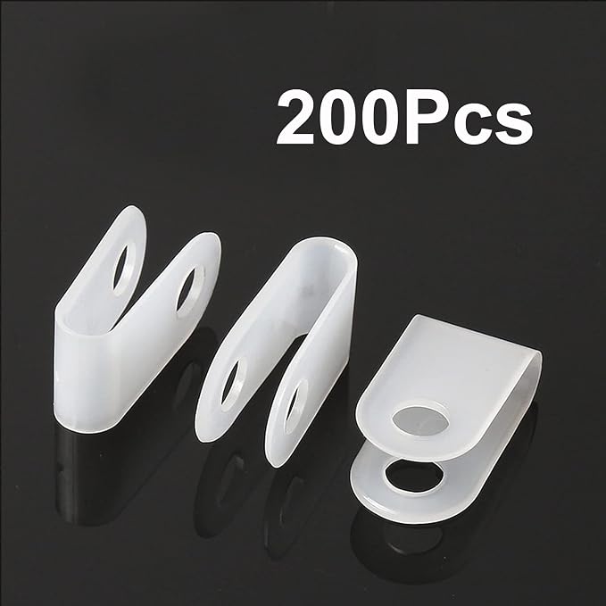 100Pcs White Nylon R-Type Cable Clamps, 3/4 Inch Wire Organizer | Nylon durable - Image 7