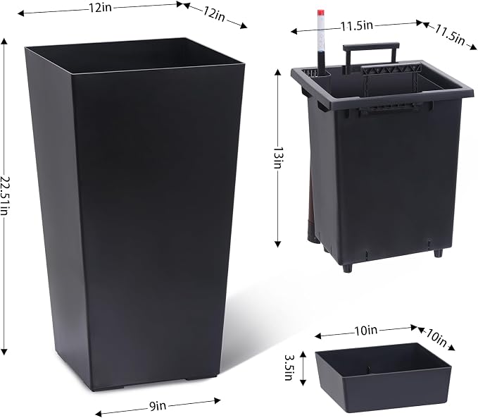 Garvee 22.5" Tall Planters Set of 2, Outdoor＆Indoor Planter Pots | High Front - Image 4