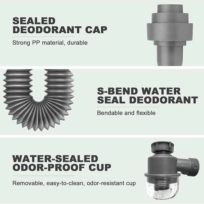 Double Sink Drain Kit Expandable Flexible 1 1/2 Inch P-Trap - Image 5